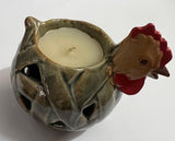 Gallo in ceramica con candela